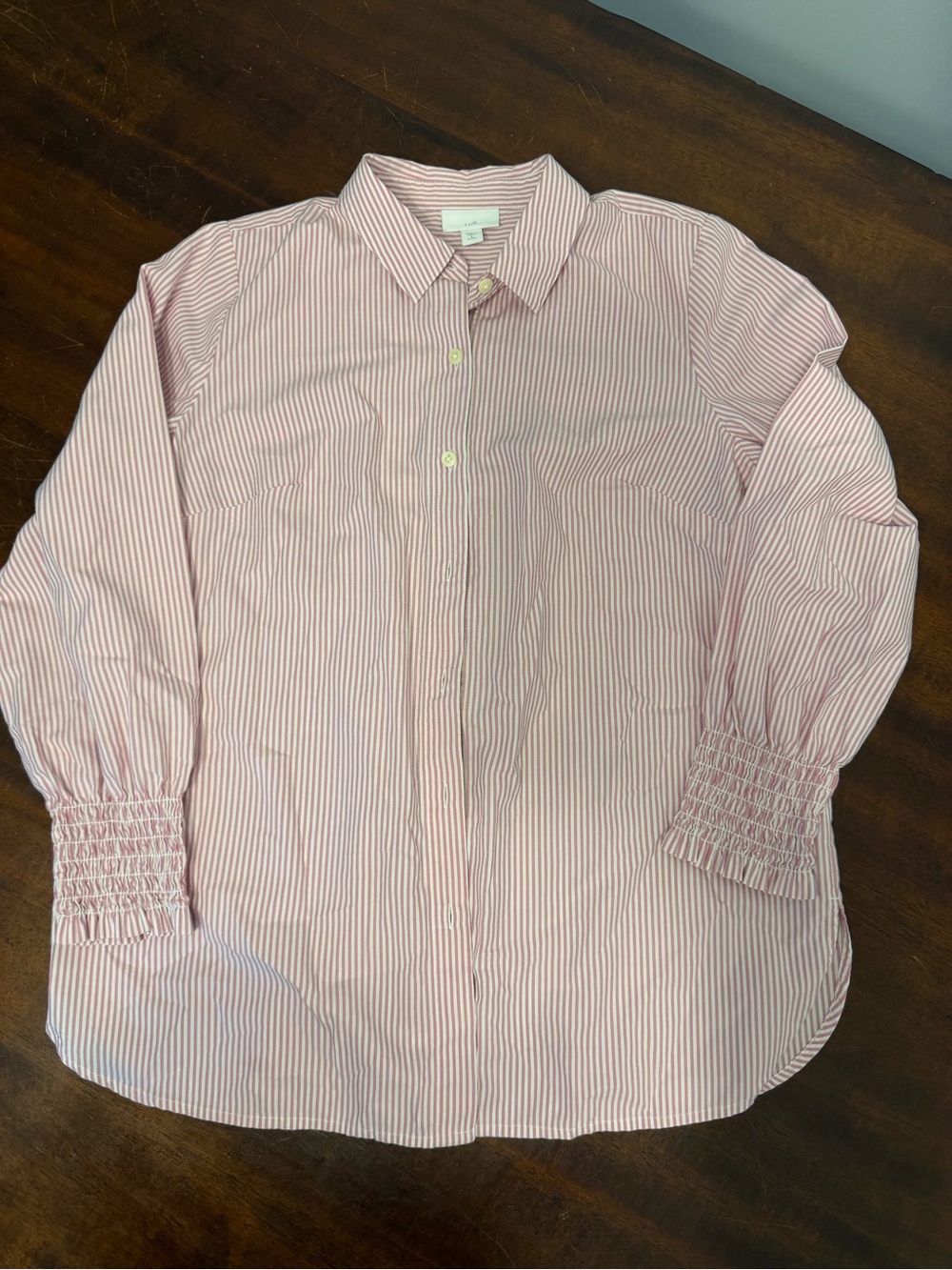 J. Jill Pink and White Striped Button-Down Shirt